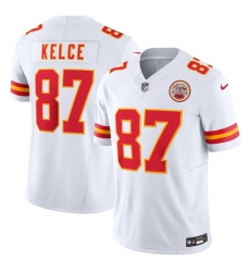 Men   Kansas City Chiefs 87 Travis Kelce White 2023 F U S E  Vapor Untouchable Limited Stitched Jersey