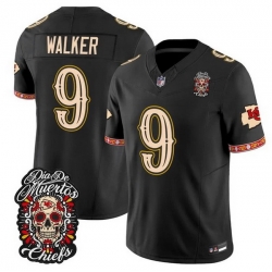 Men Kansas City Chiefs  9 Kenneth Walker III Black F U S E  Dia de los Muertos Vapor Limited Stitched Football Jersey