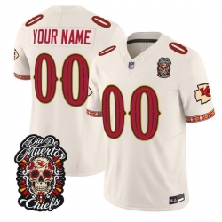 Men Kansas City Chiefs Active Player Custom Bone F U S E  D%C3%ADa de los Muertos Vapor Limited Stitched Football Jersey