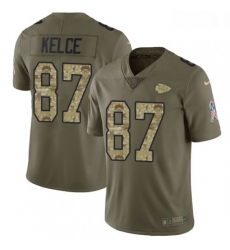 Men Nike Kansas City Chiefs 87 Travis Kelce Limited OliveCamo 2017 Salute to Service NFL Jersey