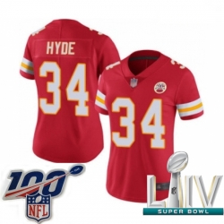 2020 Super Bowl LIV Women Kansas City Chiefs #34 Carlos Hyde Red Team Color Vapor Untouchable Limited Player Football Jersey 2020 Super Bowl LIV Women Kansas City Chiefs #34 Carlos Hyde Red Team Color Vapor Untouchable Limited Player Football Jersey