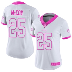 Women Chiefs 25 LeSean McCoy White Pink Stitched Football Limited Rush Fashion Jersey Women Chiefs 25 LeSean McCoy White Pink Stitched Football Limited Rush Fashion Jersey