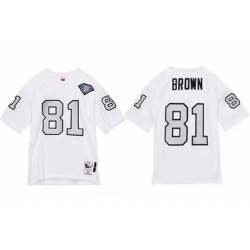 Men Las Vegas Raiders 81 Tim Brown White 1994 Mitchell Ness Stitched Football Jersey