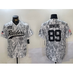 Men Las Vegas Raiders 89 Brock Bowers 2024 Arctic Camo Salute To Service Stitched Baseball Jersey 5