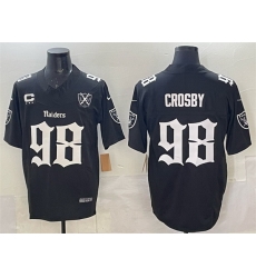 Men Las Vegas Raiders 98 Maxx Crosby Black F U S E  Gothic Sin City Shadows Edition With 65th Anniversary  3 Star C Patch Vapor Untouchable Limited Stitche Men Las Vegas Raiders 98 Maxx Crosby Black F U S E  Gothic Sin City Shadows Edition With 65th Anniversary  3 Star C Patch Vapor Untouchable Limited Stitche