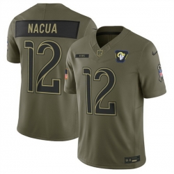 Men Los Angeles Rams 12 Puka Nacua Olive 2025 Salute to Service Limited Stitched Football Jersey Men Los Angeles Rams 12 Puka Nacua Olive 2025 Salute to Service Limited Stitched Football Jersey