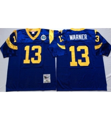 Men Los Angeles Rams 13 Kurt Warner Blue M&N Throwback Jersey