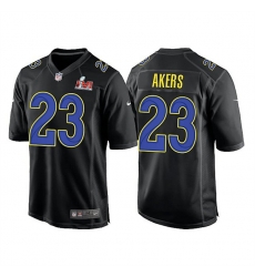 Men Los Angeles Rams 23 Cam Akers 2022 Black Super Bowl LVI Game Stitched Jersey