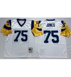 Rams 75 Deacon Jones White Throwback Jersey