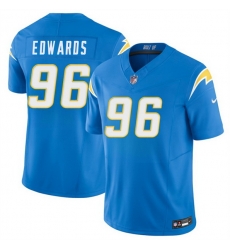 Men Los Angeles Chargers  96 TeRah Edwards Blue 2026 F U S E  Vapor Limited Stitched Football Jersey