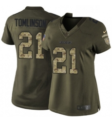 Womens Nike Los Angeles Chargers 21 LaDainian Tomlinson Elite Green Salute to Service NFL Jersey