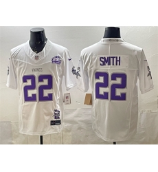 Men Minnesota Vikings 22 Harrison Smith White 2025 F U S E  Winter Warrior Skol Patch Vapor Limited Stitched Football Jersey