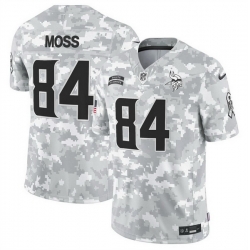 Men Minnesota Vikings 84 Randy Moss 2024 F U S E Arctic Camo Salute To Service Limited Stitched Football Jersey