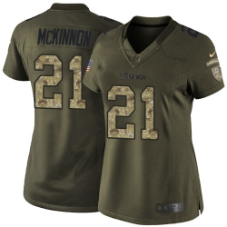 Nike Vikings #21 Jerick McKinnon Green Womens Stitched NFL Limited 2015 Salute to Service Jersey