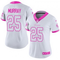 Nike Vikings #25 Latavius Murray White Pink Womens Stitched NFL Limited Rush Fashion Jersey