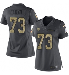 Nike Vikings #73 Sharrif Floyd Black Womens Stitched NFL Limited 2016 Salute To Service Jersey