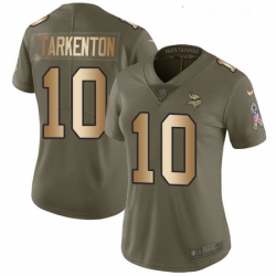 Womens Nike Minnesota Vikings 10 Fran Tarkenton Limited OliveGold 2017 Salute to Service NFL Jersey