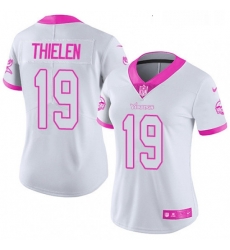 Womens Nike Minnesota Vikings 19 Adam Thielen Limited WhitePink Rush Fashion NFL Jersey