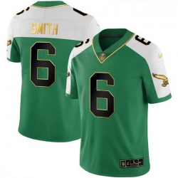 Men Philadelphia Eagles  6 DeVonta Smith Kelly Green Alternate Gold Stitched Football Jersey