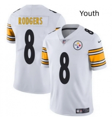 Youth Pittsburgh Steelers 8 Aaron Rodgers White 2025 Vapor Limited Stitched Football Jersey Youth Pittsburgh Steelers 8 Aaron Rodgers White 2025 Vapor Limited Stitched Football Jersey