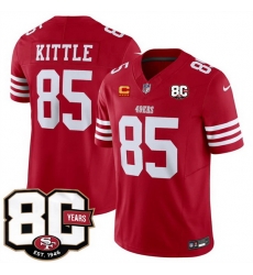 Men San Francisco 49ers  85 George kittle Red 80th Anniversary Patch And 4 Star C Patch 2026 F U S E  Vapor Untouchabl2026 F U S E  Vapor Untouchable Limit