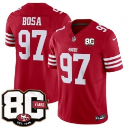 Men San Francisco 49ers  97 Nick Bosa Red 80th Anniversary Patch 2026 F U S E  Vapor Untouchabl2026 F U S E  Vapor Untouchable Limited Stitched Football Je