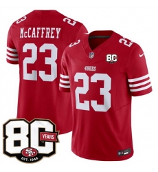 Men San Francisco 49ers  Christian McCaffrey Red 80th Anniversary Patch 2026 F U S E  Vapor Untouchabl2026 F U S E  Vapor Untouchable Limited Stitched Foot
