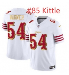 Men San Francisco 49ers George Kittle #85 White Gold 2025 F U S E Rivalries Vapor Limited Stitched Football Jersey Men San Francisco 49ers George Kittle #85 White Gold 2025 F U S E Rivalries Vapor Limited Stitched Football Jersey