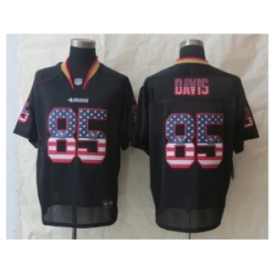 Nike San Francisco 49ers 85 Vernon Davis Black Elite USA Flag Fashion NFL Jersey
