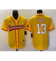 Men Tampa Bay Buccaneers 13 Mike Evans Gold Cool Base Stitched Baseball Jersey