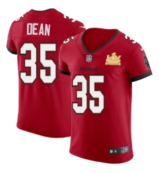 Men Tampa Bay Buccaneers 35 Jamel Dean Men Super Bowl LV Champions Patch Nike Red Vapor Elite Jersey