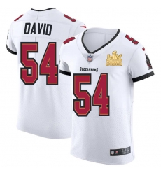 Men Tampa Bay Buccaneers 54 Lavonte David Men Super Bowl LV Champions Patch Nike White Vapor Elite Jersey