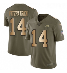 Mens Nike Tampa Bay Buccaneers 14 Ryan Fitzpatrick Limited OliveGold 2017 Salute to Service NFL Jersey