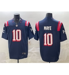 Men New England Patriots 10 Drake Maye Navy 2025 F U S E  Vapor Limited Stitched Football Jersey