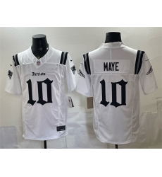 Men New England Patriots  10 Drake Maye White F U S E  Gothic Revolution Edition Stitched Football Jersey