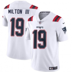 Men New England Patriots 19 Joe Milton III White 2024 Vapor Limited Stitched Football Jersey