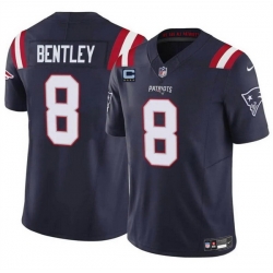 Men New England Patriots 8 Ja 27Whaun Bentley Navy F U S E  With 4 Star C Patch Vapor Limited Stitched Football Jersey