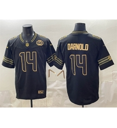 Men Seattle Seahawks 14 Sam Darnold Black Gold 2025 F U S E 50th Season Patch Vapor Limited Stitched Football Jersey Men Seattle Seahawks 14 Sam Darnold Black Gold 2025 F U S E 50th Season Patch Vapor Limited Stitched Football Jersey