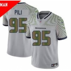 Men Seattle Seahawks Brandon Pili #95 Nike Wolf Gray 2025 Rivalries Limited Jerseys