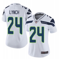 Women Nike Seahawks 24 Marshawn Lynch White Vapor Untouchable Limited Jersey