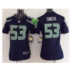 Women Nike Seattle Seahawks #53 Malcolm Smith Blue NFL Jersey