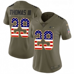 Womens Nike Seattle Seahawks 29 Earl Thomas III Limited OliveUSA Flag 2017 Salute to Service NFL Jersey