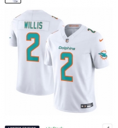 Men Miami Dolphins 2 Malik Willis White 2025 F U S E Rivalries Vapor Limited Stitched Football Jersey Men Miami Dolphins 2 Malik Willis White 2025 F U S E Rivalries Vapor Limited Stitched Football Jersey