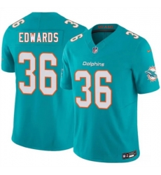 Men Miami Dolphins  36 Donovan Edwards Aqua 2026 F U S E  Vapor Limited Stitched Football Jersey