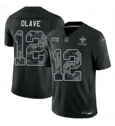 Men New Orleans Saints 12 Chris Olave Black F U S E 2026 Salute to Service Limited Stitched Football Jersey Men New Orleans Saints 12 Chris Olave Black F U S E 2026 Salute to Service Limited Stitched Football Jersey
