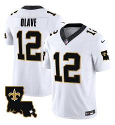 Men New Orleans Saints 12 Chris Olave White 2023 F U S E  1987 Legacy Vapor Stitched Jersey