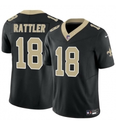 Men New Orleans Saints 18 Spencer Rattler Black F U S E Vapor Limited Stitched Football Jersey