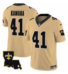 Men New Orleans Saints 41 Alvin Kamara Gold 2023 F U S E  1987 Legacy Vapor Stitched Jersey