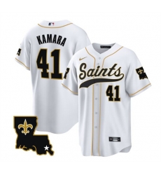 Men New Orleans Saints 41 Alvin Kamara White 1987 Legacy Cool Base Stitched Baseball Jersey