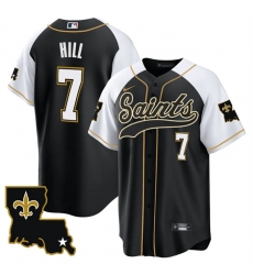 Men New Orleans Saints 7 Taysom Hill Black White 1987 Legacy Cool Base Stitched Baseball Jersey